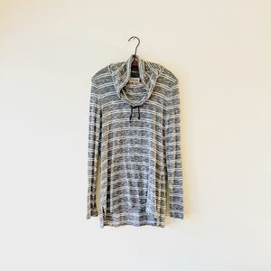 Cowl Neck Gray and White Striped Pullover Sweater Olive & Oak Size M